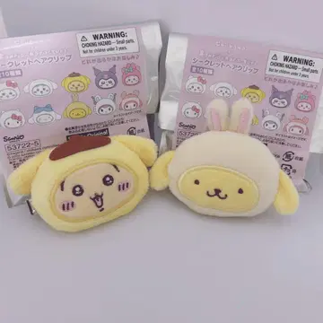 치이카와 산리오 시크릿 헤어 클립 토끼 푸딩 2종