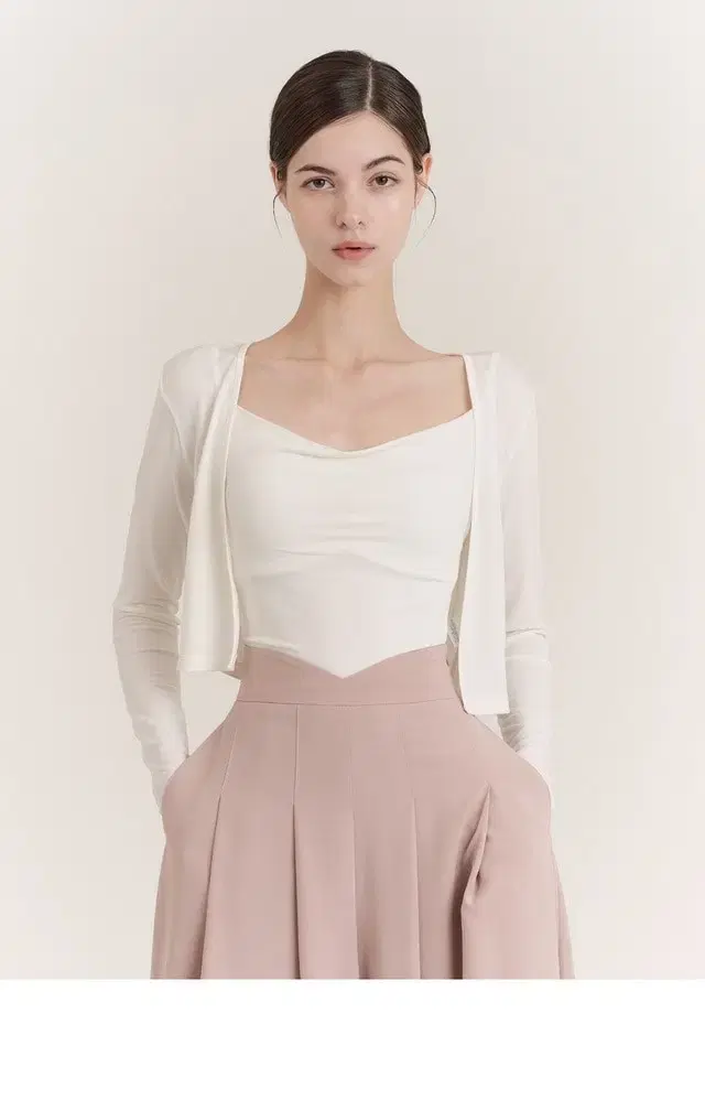 (택O,미시착) 그레이스유 조조 가디건 슬리브리스 화이트
