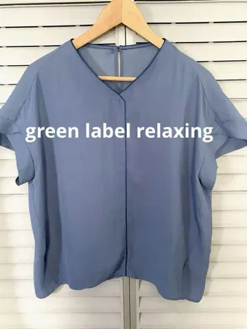 green label relaxing 반팔 블라우스 짙은 블루