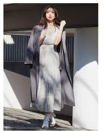 FRAY I.D 프레이 아이디 라인 아트 얇은 실선 쉬폰 원피스