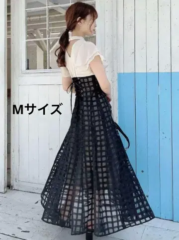 다즐린 시어 체크 코르셋 원피스 M 사이즈