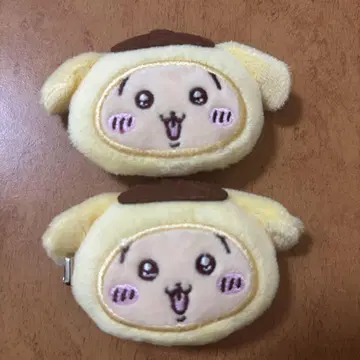산리오 치이카와 (먼작귀) 콜라보 시크릿 헤어 클립 토끼 폼폼푸딩