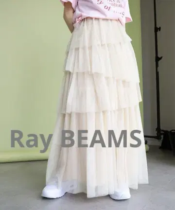 Ray BEAMS 튤 티어드 스커트