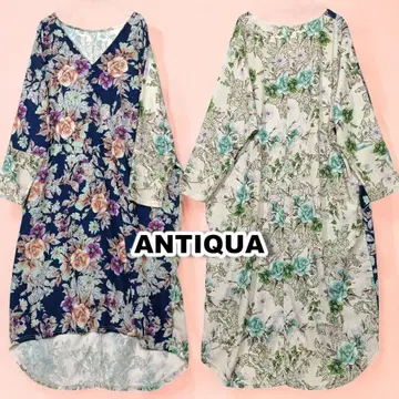 ANTIQUA 안티카 플라워 프린트 원피스 V넥