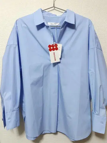 택 포함 DoCLASSE 라이트 블루 긴팔 셔츠 블라우스 9호
