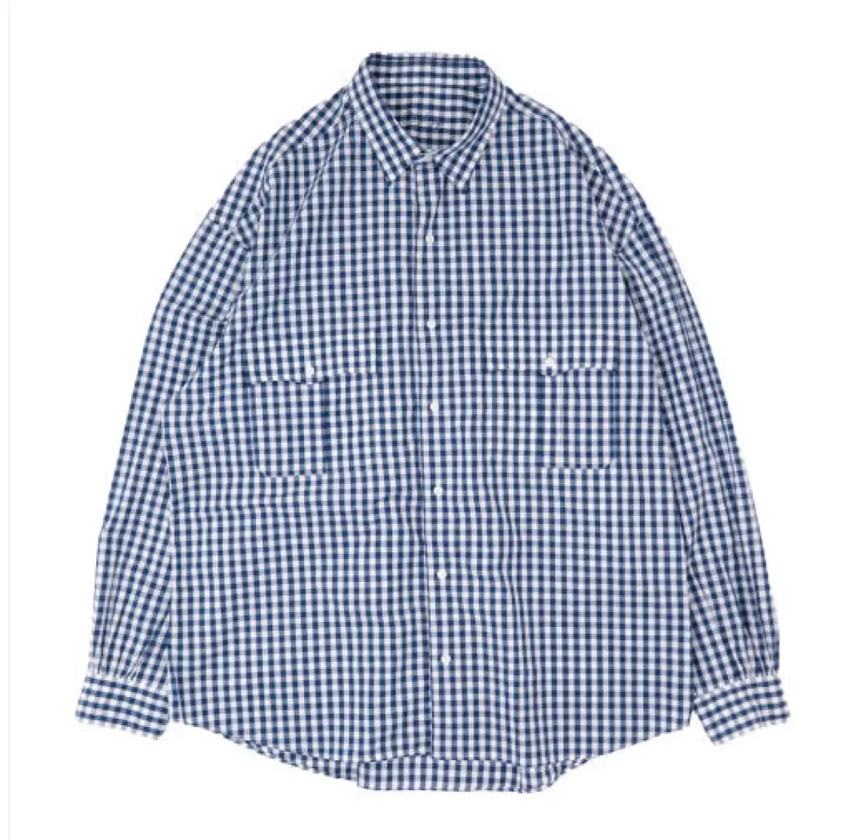 Porter Classic Roll Up Gingham Check Shirt Dark Blue XL size