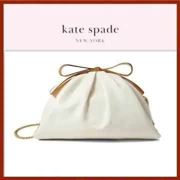 kate spade 크림 클러치백 리본 결혼식 체인 백