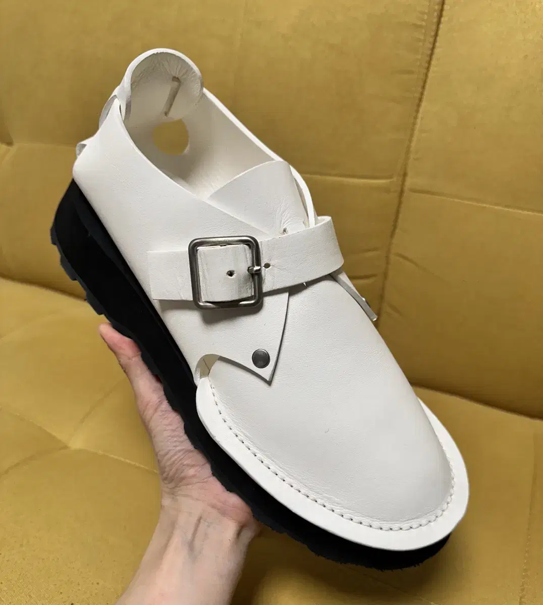 Jil Sander Leather Monk Shoes White