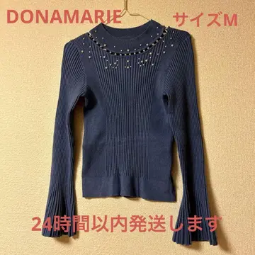 DONAMARIE 네이비 펄 장식 스웨터 사이즈 M
