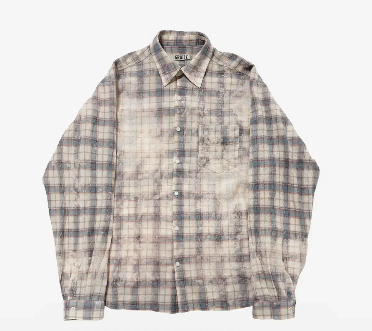 [OS] Grailz Bleached Plaid Summer Shirt Blue