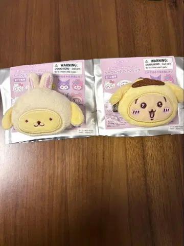 치이카와 산리오 시크릿 헤어 클립 토끼 폼폼푸딩