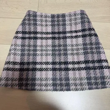 에핀 트위드 체크 미니 스커트 베이비 핑크