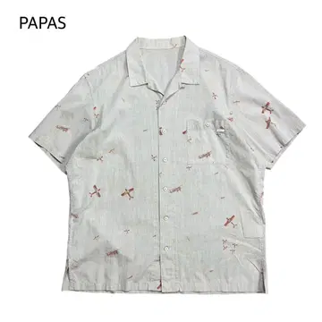 PAPAS ISLAND 오픈 카라 셔츠 알로하 올 패턴 30th L