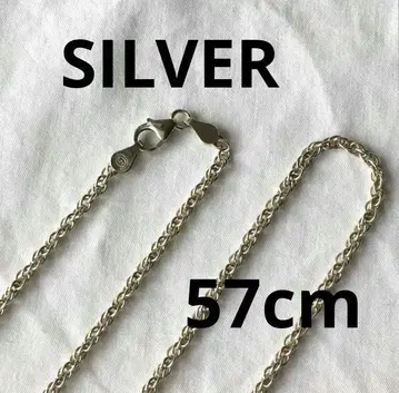 빈티지 더블 아즈키 실버 체인 목걸이 SILVER 57cm