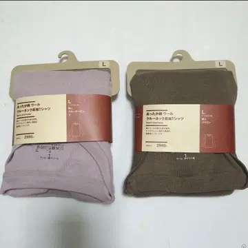 MUJI 무인양품 따뜻한 면 울 크루넥 긴팔 티셔츠 L 여성용 핑크