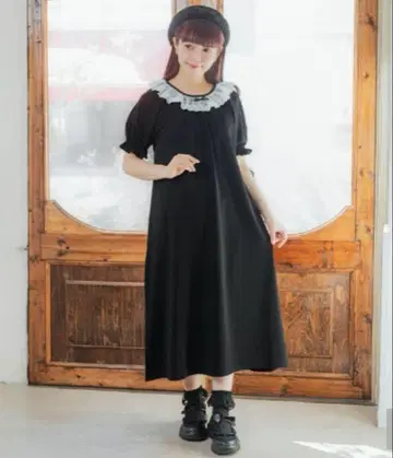 아오키 미사코 시마무라 레이스 옷깃 원피스