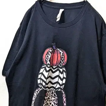 베라 캔버스 레오파드 무늬 호박 빅 로고 티셔츠 블랙 검정 L 구제 의류