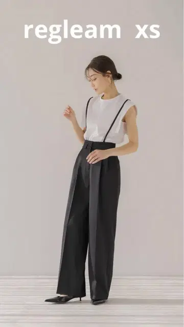 regleam 스트랩 2WAY 와이드 팬츠 XS 블랙