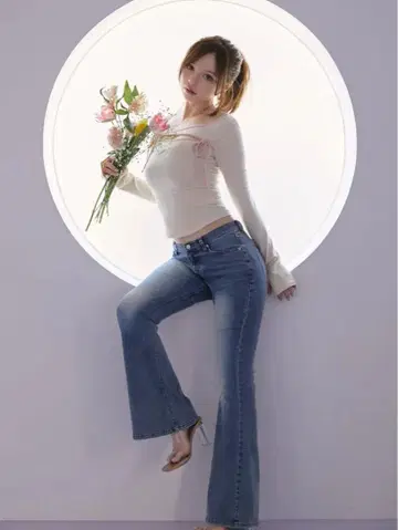 앤드메리 하트 힙 플레어 데님