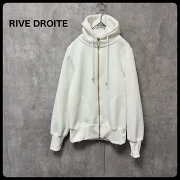 RIVE DROITE 스펀지 종이상자 ZIP 후드티 화이트