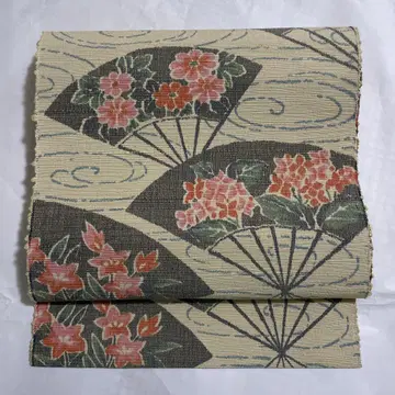 앤티크 새상품급 염색 얇은 명주 나고야 오비(약 24cm)