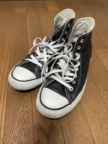 컨버스 가죽 블랙 검정 25.5cm