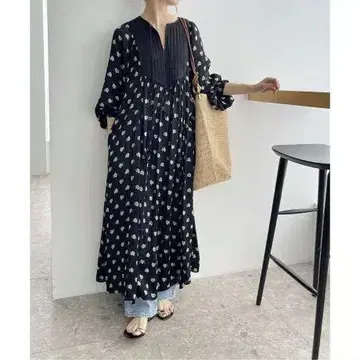 ne Quittez pas 레이온 새틴 플라워 프린트 원피스