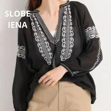 SLOBE IENA 자수 카프탄 블라우스 블랙