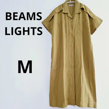 BEAMS LIGHTS 빔즈 오픈 카라 셔츠 원피스 반팔 M 린넨