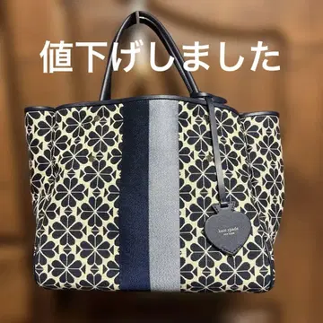 케이트 스페이드 토트백 자카드 플라워 스트라이프