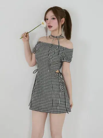 앤드 마리 andmary Becky check mini dress BK