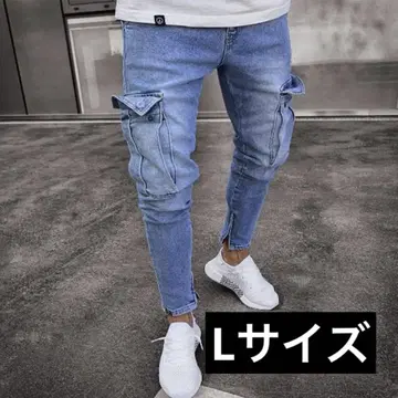 [세련된 작업복] 데님 테이퍼드 팬츠 하의 남성용