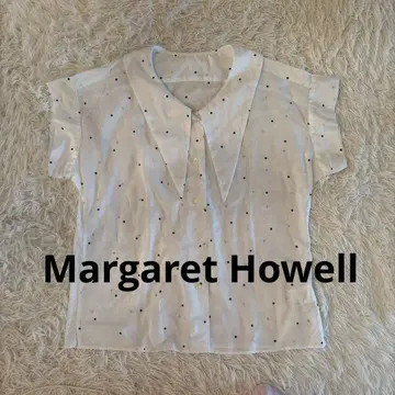 새상품급 Margaret Howell 도트 시어 넥 치프 블라우스