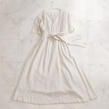 슬로브 이에나 린넨 턱 롱 원피스 스키퍼 벨트 포함