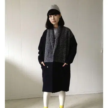 sneeuw 스뉴 패널 숄 코트 울 코트