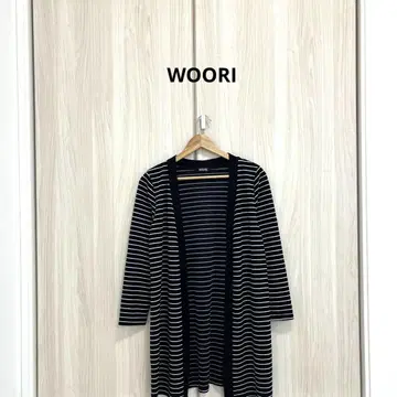 WOORI 롱 기장 가디건 겉옷 보더 M~L 사이즈