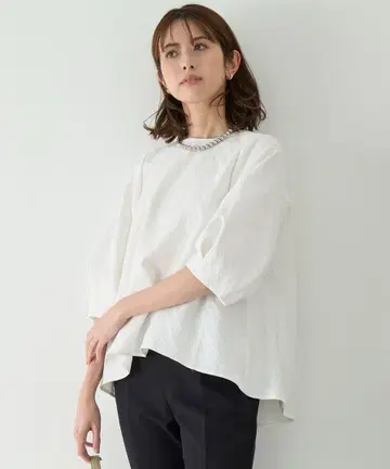 안피로 [세탁 가능/이지케어] 자카드 블라우스