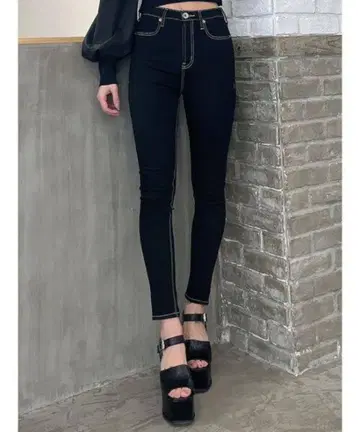 GYDA 블랙 스키니 팬츠 하이 웨스트