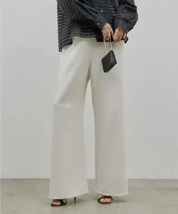 GALLARDAGALANTE 린넨 느낌의 와이드 드로스트 팬츠 아이보리