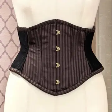 아비에타주 스트라이프 튤 미니 코르셋 브라운