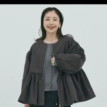 coca 코카 벌룬 슬리브 노카라 자켓