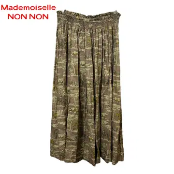 papas mademoiselle NONNON 플리츠 플레어 스커트 동물