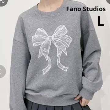 루즈 실루엣 리본 자수 맨투맨 Fano Studios