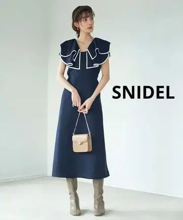 SNIDEL [스나이델] 파이핑 프릴 원피스 롱 원피스