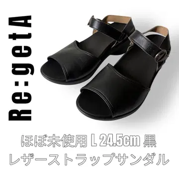 Re:getA 리게타 L 사이즈 24.5cm 블랙 샌들 카누 가죽
