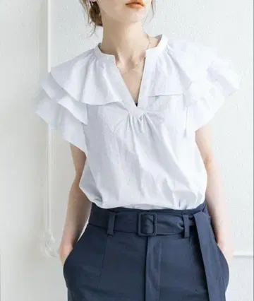 IENA 티어드 개더 슬리브리스 블라우스 미사용 택 포함