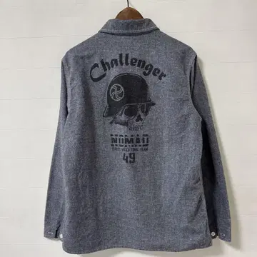 Challenger 스컬 디자인 데님풍 셔츠 L