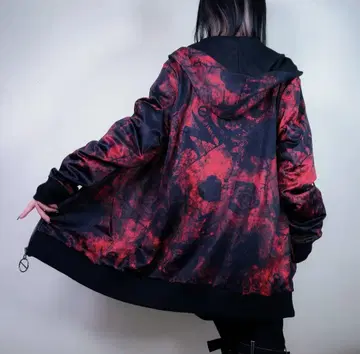 NieR DARK RED ROSE ZIP OUTER 커스텀 지퍼