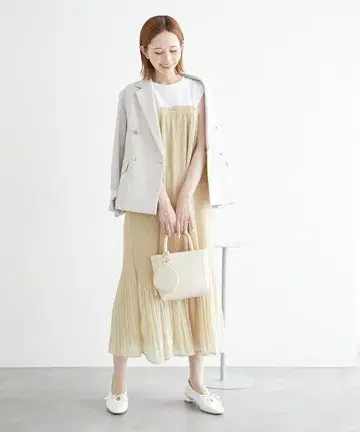 로페피크닉 플리츠 원피스 베이지 38 택 포함 새상품