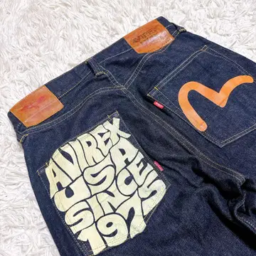 EVISU AVIREX 데님 청바지 w32 콜라보 2001 인디고